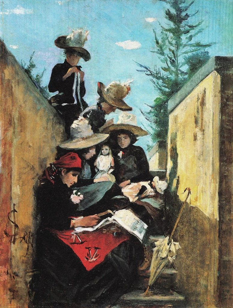 103-La signora Clementina Bandini con le figlie a Poggiopiano-1887 